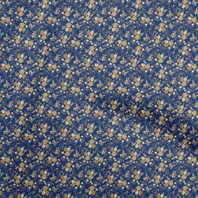oneOone Rayon Indigo Blue Fabric Floral Craft Projects Decor Fabric Printed By The Yard 56 Inch Wide