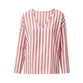 thumbnail image 5 of VBVC Women's V Neck Striped Tunic Top , Ladies' Casual Long Sleeve Blouse , Loose Summer Beach Shirt For Women, Red , S-2XL, 5 of 8