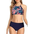 thumbnail image 1 of Charmo Maillots de Bain Bikini à Dos Nu pour Femmes, Col Montant, Deux Pièces, 1 of 6