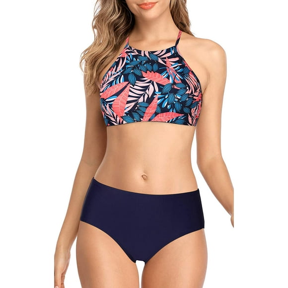 Charmo Womens Halter Bikini Swimsuits High Neck Two Piece Bathing Suit