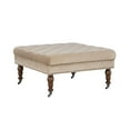 thumbnail image 1 of Aubrey Tan Velvet Square Tufted Ottoman, 1 of 6