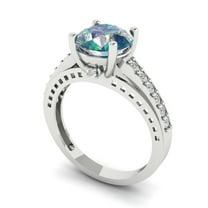 2.21ct round cut blue moissanite 18k white gold Bridal Wedding Engagement Promise Anniversary Ring for Women size 7.5
