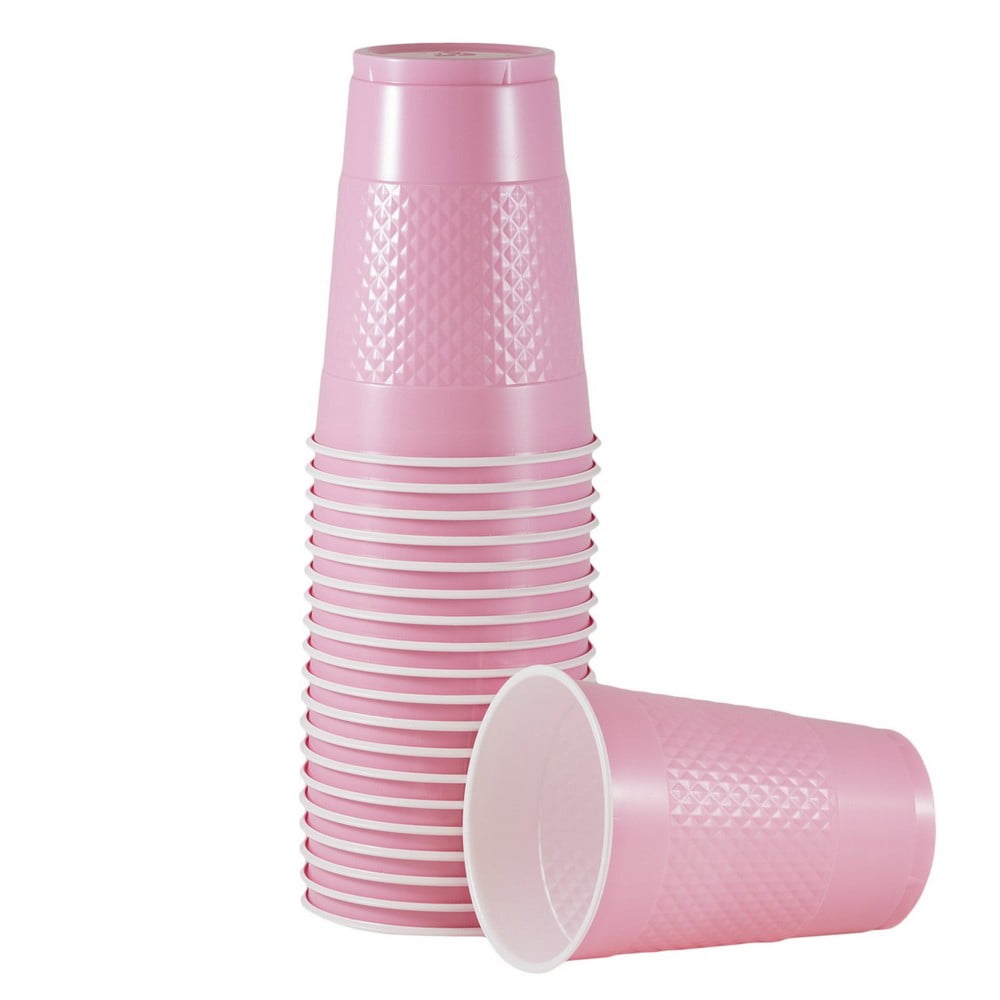 JAM Paper Plastic Party Cups, 16 oz, Baby Pink, 20/Pack