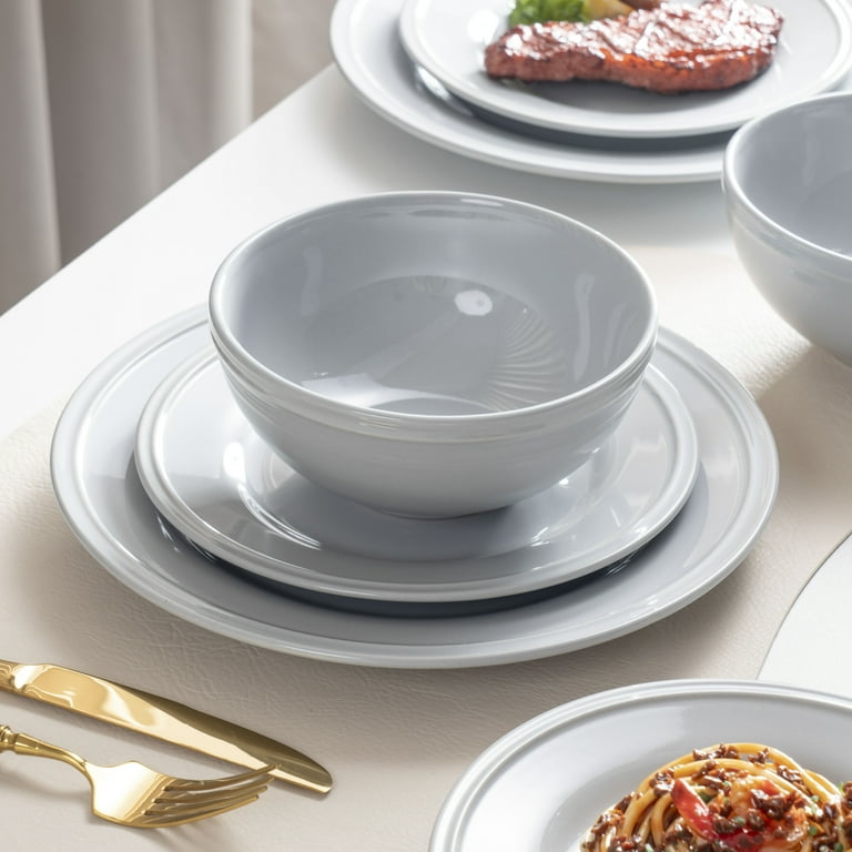 Mainstays Darby 12-Piece Stoneware Dinnerware Set Grey - Walmart.com