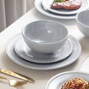 Mainstays Darby 12-Piece Stoneware Dinnerware Set, Gray