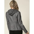 thumbnail image 3 of Made by Johnny Women's Removable Hoodie Motorcyle Jacket S GREY, 3 of 6
