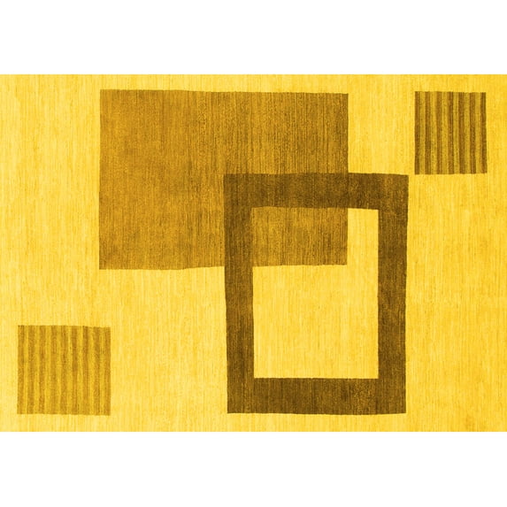 Ahgly Company Indoor Rectangle Solid Yellow Modern Area Rugs, 5' x 7'