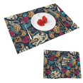 thumbnail image 1 of DouZhe Polyester Set de 4 Sets de Table, Vintage Crâne Serpent Fleur Motif Résistant à la Chaleur Place Mats pour Table à Manger, 12 "x 18", 1 of 6