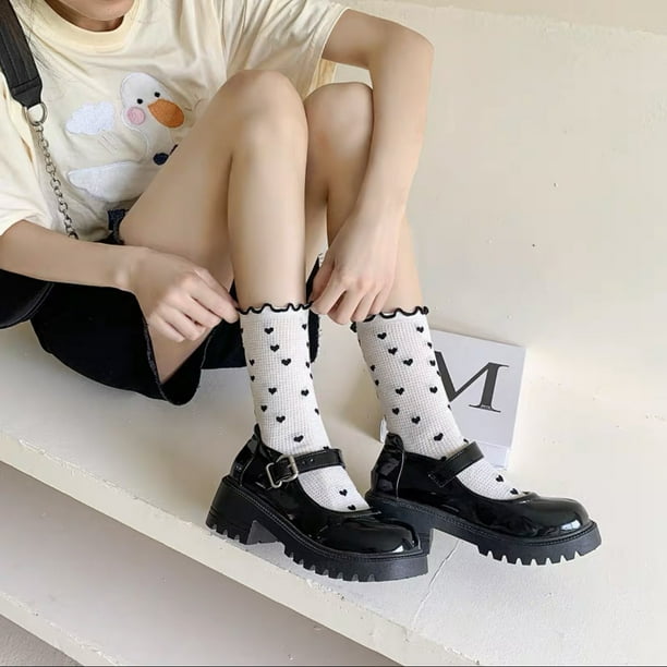 Xiao Hua 6 pares de calcetines finos de algodón para mujer, suaves y hasta el tobillo (blancos, talla A25)