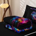 thumbnail image 6 of Manfei Wild Wolf Zipper Twin Comforter Sets with Fitted Sheet and 2 Pillowcases,Jungle Animal Zipper Bedding Set,Multicolor,Black Reversible,4pcs, 6 of 8