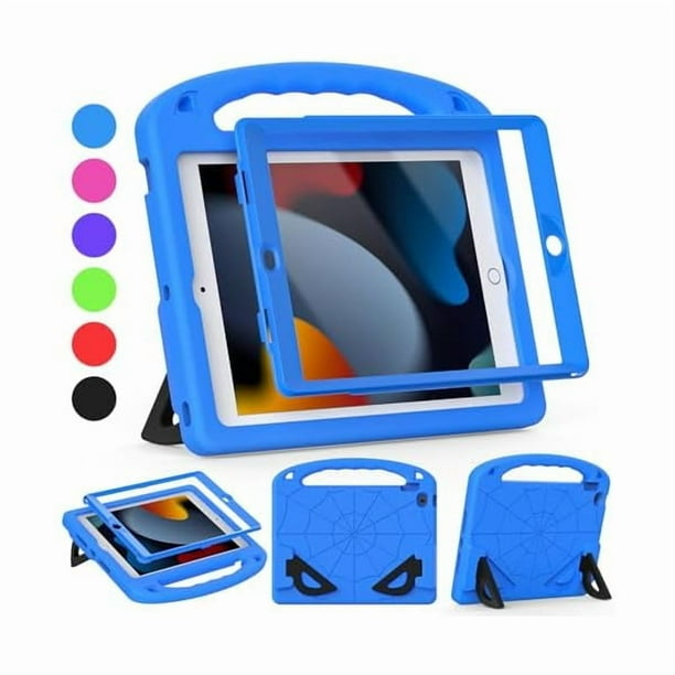 wonim11 Kids Case for iPad 9th/8th/7th Generation (10.2 Inch, 2021/2020/2019 Release), with Built-in Screen Protector and Kickstand, Shockproof Lightweight Handle Cover for i Pad 9/8/7 Gen, Blue