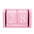 thumbnail image 3 of Uxcell Vintage Wood Block Perpetual Calendar, Reusable Wooden Month Date Display Blocks for Desk 3.7", Pink, 3 of 5