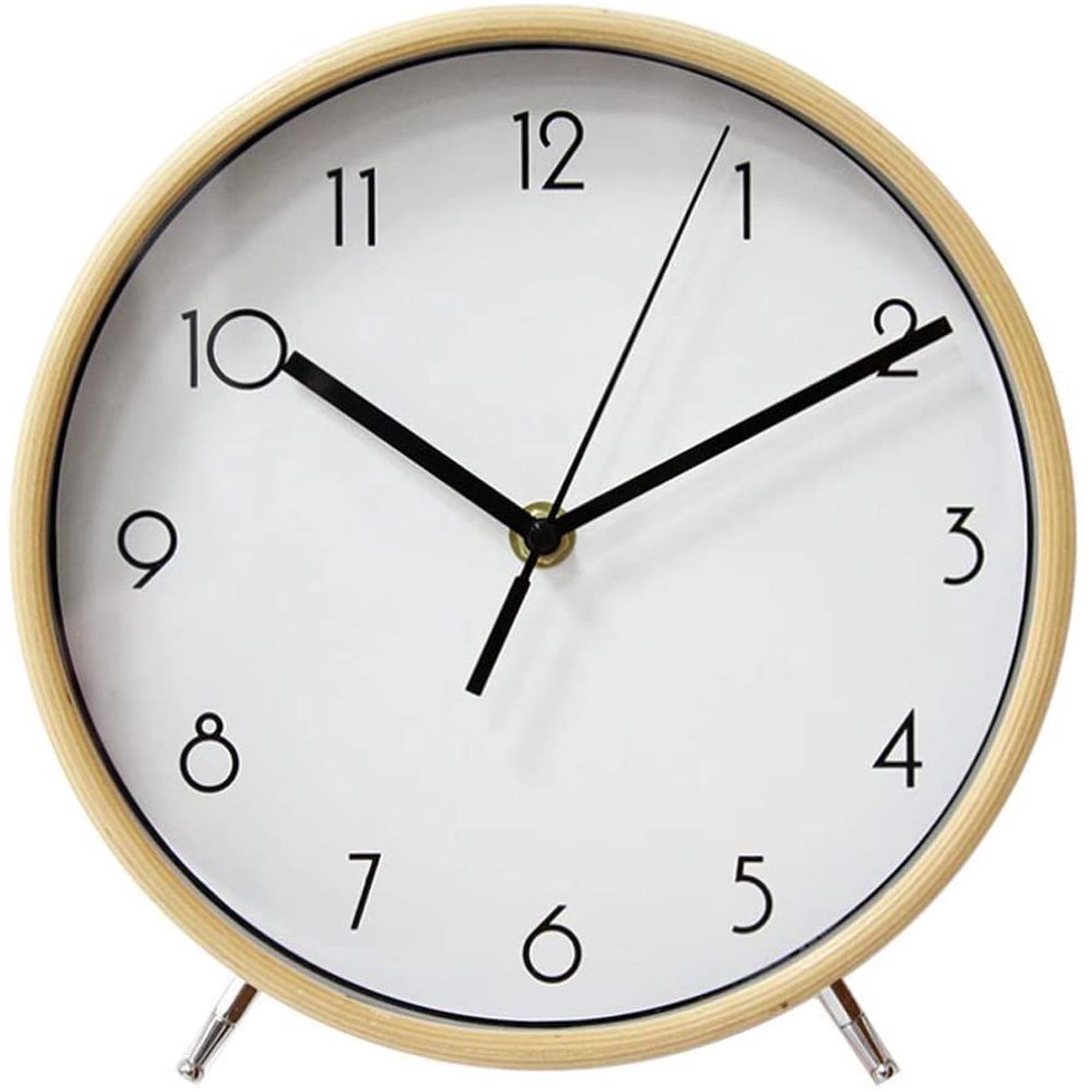 8 Inch Wood Table Clock,SAYTAY NonTicking Table Desk Clock Battery