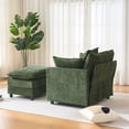 thumbnail image 4 of S-HOME Modern 39.4 Inch Chenille Armchair with Ottoman, Upholstered Single Seat for Living Room and Bedroom Use, Green, 4 of 16