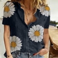 thumbnail image 1 of Camisetas para Mujer Fiudx Blusa de Manga Corta con Botones Estampado Informal de Verano, 1 of 5