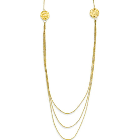 texture gold circles ropa 2in 14k ext layer chain necklace yellow side