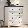 thumbnail image 6 of 2 Pcs Joaxswe Dresser for Bedroom, 4 Drawer Dresser Tall White Dresser with Large Storage Space, for Bedroom,Hallway,Entryway - White, 6 of 7