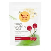 Burt's Bees Kids Throat Soothing Pops with Natural Manuka Honey, Cherry, 15 Count