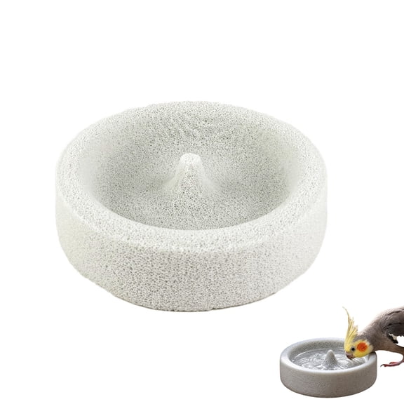 Pumice Stone Bird Feeding Bowl, Beak Grinder Food Bowl for Parakeet Cockatiel Conure, Bird Feeder Bird Bath for Indoor Outdoor