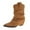 Brown, variant on Womens Boots Mid Calf Boots Solid Pointed Toe Pull On Low Heel Thick Heel Pleated Stacked Boots for Ladies