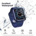 thumbnail image 5 of [2 PACK] for Apple Watch Screen Protector Case,Waterproof PC Full Cover Built-in Tempered Glass Film,iWatch Bumper for Apple Watch Series 7 (Blue+Blue, 44mm), 5 of 5