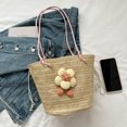 thumbnail image 3 of Bolso bandolera para mujer, bandolera de paja transpirable, Bolso con cordón, viaje de compras, 3 of 9