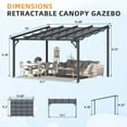 thumbnail image 6 of YODOLLA 14' x 10' Outdoor Lean to Gazebo, Retractable Pergola with Adjustable Sun Shade Canopy Roof, Aluminum Awnings ​for Garden, Patio, Backyard, Dark ​Gray, 6 of 8