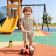 thumbnail image 2 of SNKSDGM Boys Linen Blend 2 Piece Summer Outfit, Lapel Short Sleeve Button Down Shirt Elastic Waist Shorts, Thin Breathable Kids Casual Play Suit Beige 6-12 Months, 2 of 4