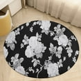 thumbnail image 6 of Black And White Roses Round Carpet Circle Rug Outdoor Patio Area Rug Washable Large Area Rugs Hallway Room Decor Fitness Mats, 6 of 8