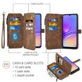thumbnail image 2 of Asuwish Compatible with Samsung Galaxy A05 Wallet Phone Case and Tempered Glass Screen Protector Faux Leather Flip Credit Card Holder Stand Zipper Slot Folio Purse Cell Cover for Ao5 A 05 Women Brown, 2 of 5