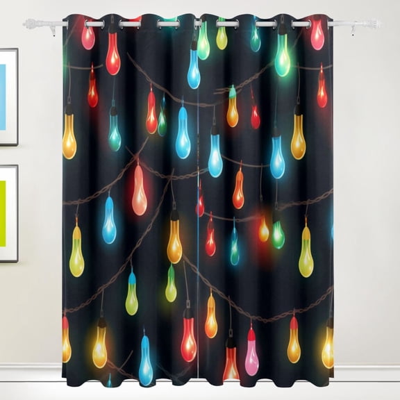 Christmas Lamp Light Post Black Out Curtains 72 Inch Length Curtains for Sliding Glass Doors Bedroom Living Room 2 Pack