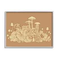 Stupell Industries Intricate Forest Mushrooms Plants Neutral Tones Drawing Graphic Art Gray Framed Art Print Wall Art, Design by Ziwei Li