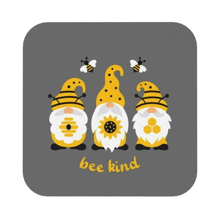

Matuu Bee Kind for Cup Coasters Set of 6 Leather Coasters Desk Coasters for Office Measures 4” x 4” Square