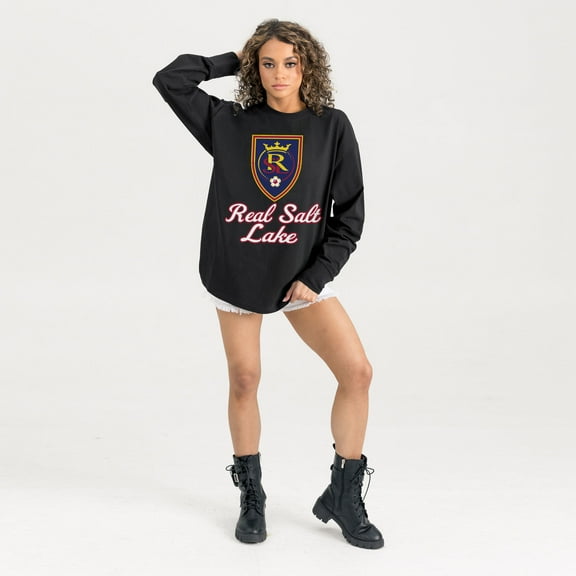 Women's Gameday Couture  Black Real Salt Lake Oversized Long Sleeve T-Shirt