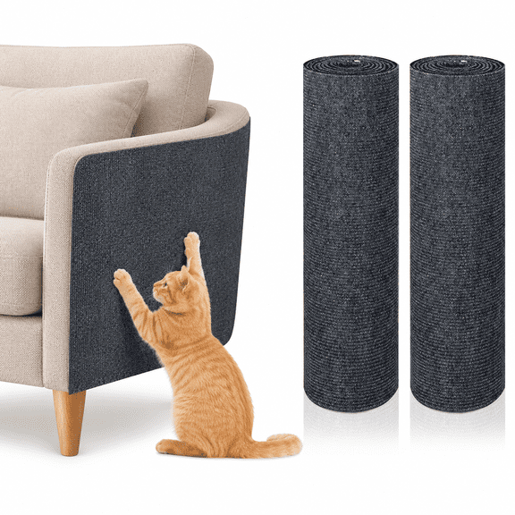 2-Pack Trimmable Cat Scratching Mat — Self-Adhesive Scratching Pad for Furniture, Walls & Cat Trees, 78.7" × 15.8" Grey Replacement Cover