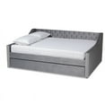 thumbnail image 4 of Baxton Studio Raphael Grey Velvet Upholstered Queen Size Daybed with Trundle, 4 of 10