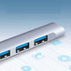 thumbnail image 3 of Hub Adaptador Multi-puerto BLOOSOM 4 puertos USB 3.0 Azul cielo, 3 of 4