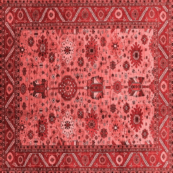 Ahgly Company Indoor Square Oriental Red Industrial Area Rugs, 5' Square