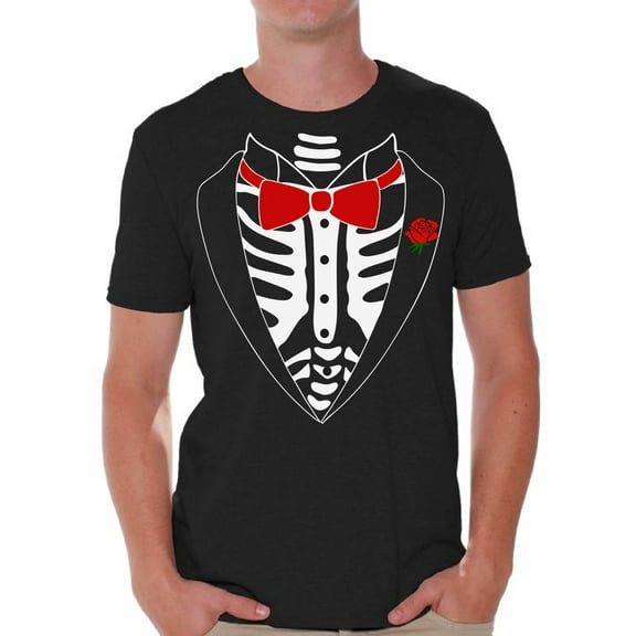 Tuxedo Tshirt - Graphic Tees for Men - Skeleton Halloween Shirt