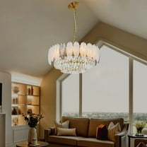 FINE MAKER 24-inch new luxury chandelier, 9-head bedroom chandelier, dining room and living room lighting fixture (gold)