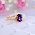 thumbnail image 2 of Vintage Amethyst Engagement Ring, Bridal Promise Ring, Purple Gemstone Delicate Ring , Yellow Gold Plated Bridesmaid Jewelry, Gift For Her, 2 of 2