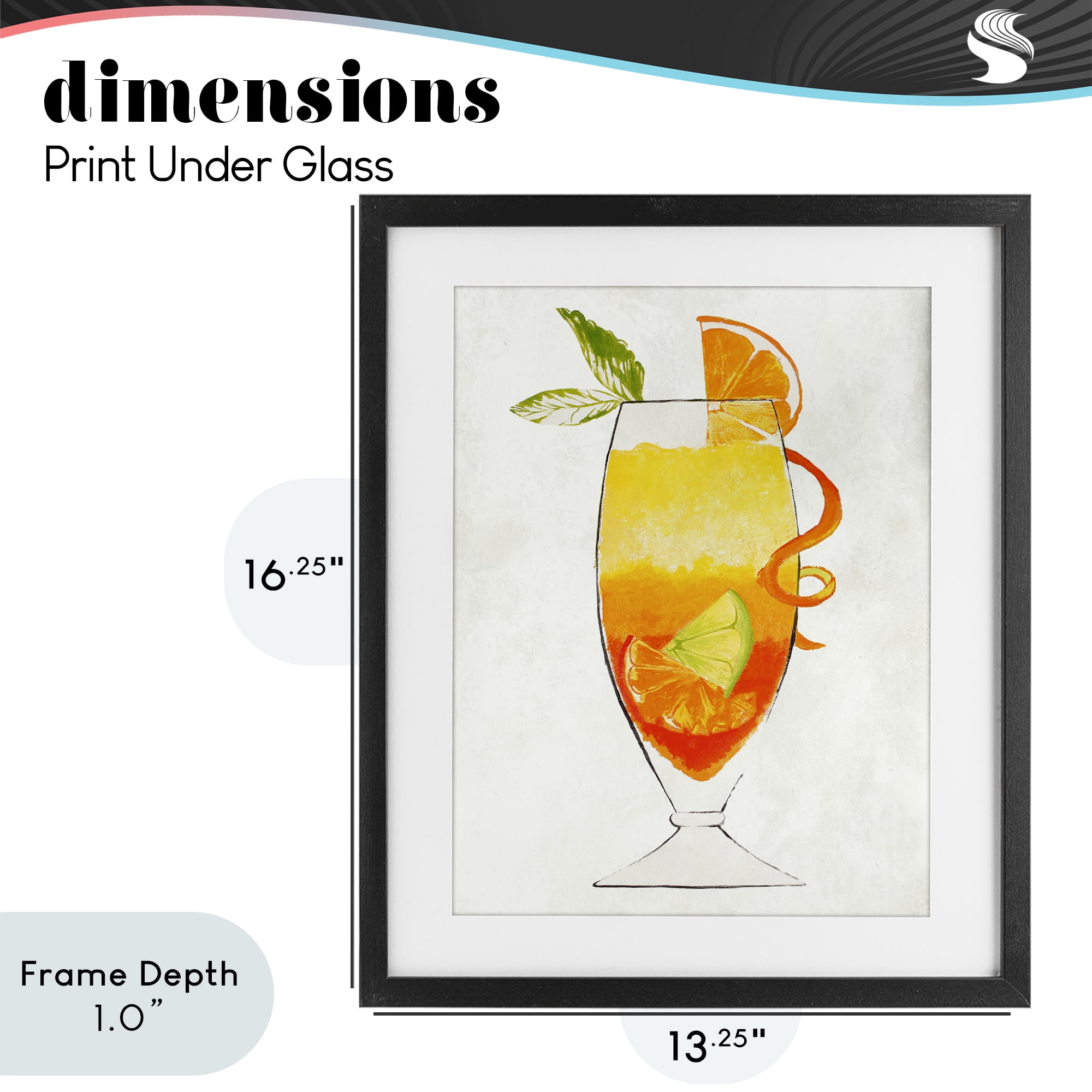 Stupell Industries Summer Cocktail Orange Fruit Black Framed Print Under Glass, design by Lorenzo Collective