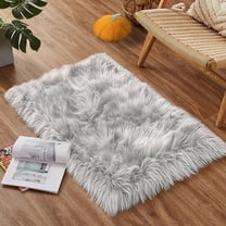 Soft Plush Gray Area Rugs 20 x 32in Shaggy Fluffy Rugs Modern Floor Mat Small Carpet for Bedroom Living Room Nursery Decor