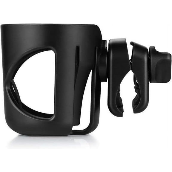 New Cup Holder Compatible with Rollators, Medline, etc. A Solid Super Secure Fit. 360 Degrees Rotatable. Anti-Shake Spill Resistant. (Black)