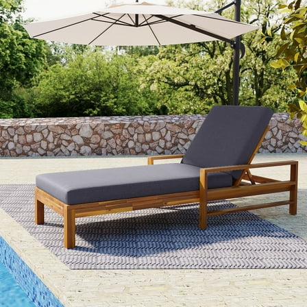 YIYADO Outdoor Wooden Lounge Chair, Outdoor Chaise Lounge, Recliner Adjustable Patio Yard Gray