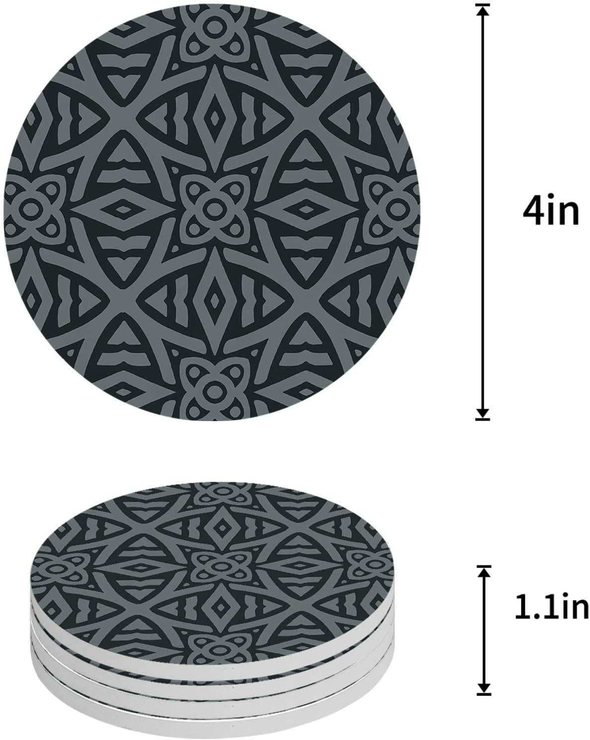 FMSHPON Geometric Abstract Pattern Set of 8 Round Coaster for Drinks ...