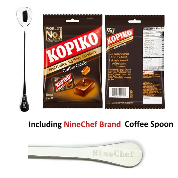 NineChef Bundle - Kopiko Coffee Candy 4.23 oz   1 NineChef Brand Long Handle Spoon