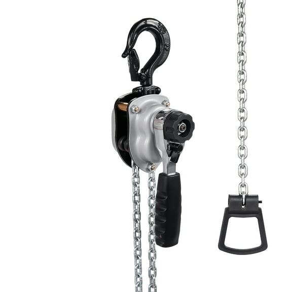 KFFKFF Manual Lever Chain Hoist, 1/4T 550 lbs Capacity Heavy-Duty Puller, 10 ft Lift with G80 Alloy Steel Chain, Dual Pawl Brake System, 360° Rotating Hooks, Ideal for Warehouse, Construction