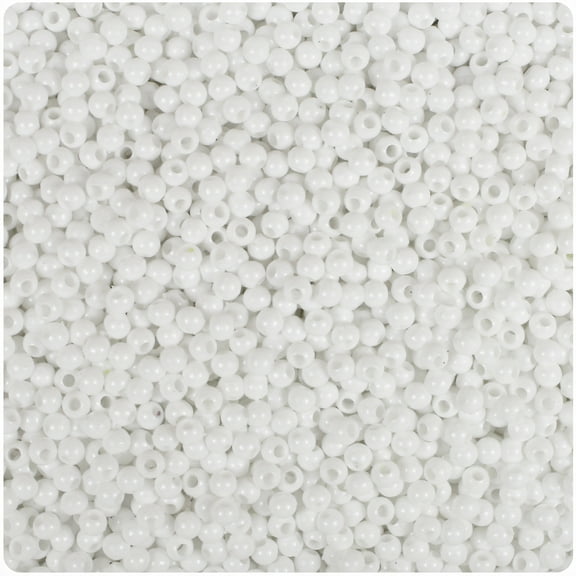 BeadTin White Opaque 3mm Round Plastic Beads (1oz)