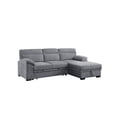 thumbnail image 6 of Kipling II 92.5"W Light Gray Chenille Sleeper Sectional Storage Cupholder USB, 6 of 6